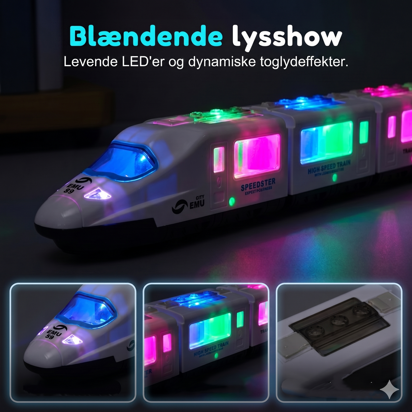 Interaktivt Elektrisk Legetøjstog med Lys og Lyd
