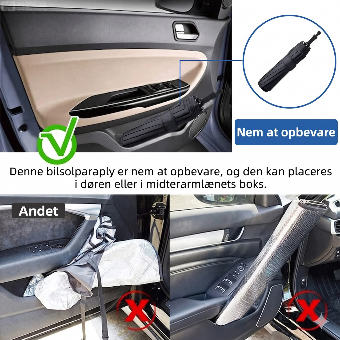 Sammenklappelig Solskærm til Forrude med Fleksibelt Håndtag