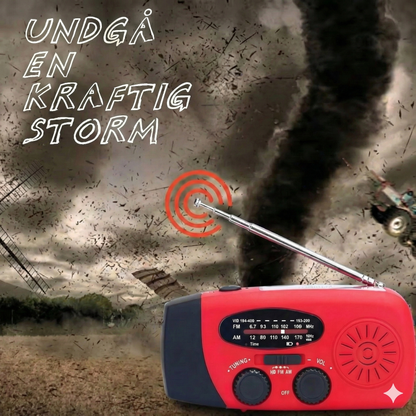 Nødradio med Håndsving & Solceller – AM/FM Radio med Powerbank & Lygte
