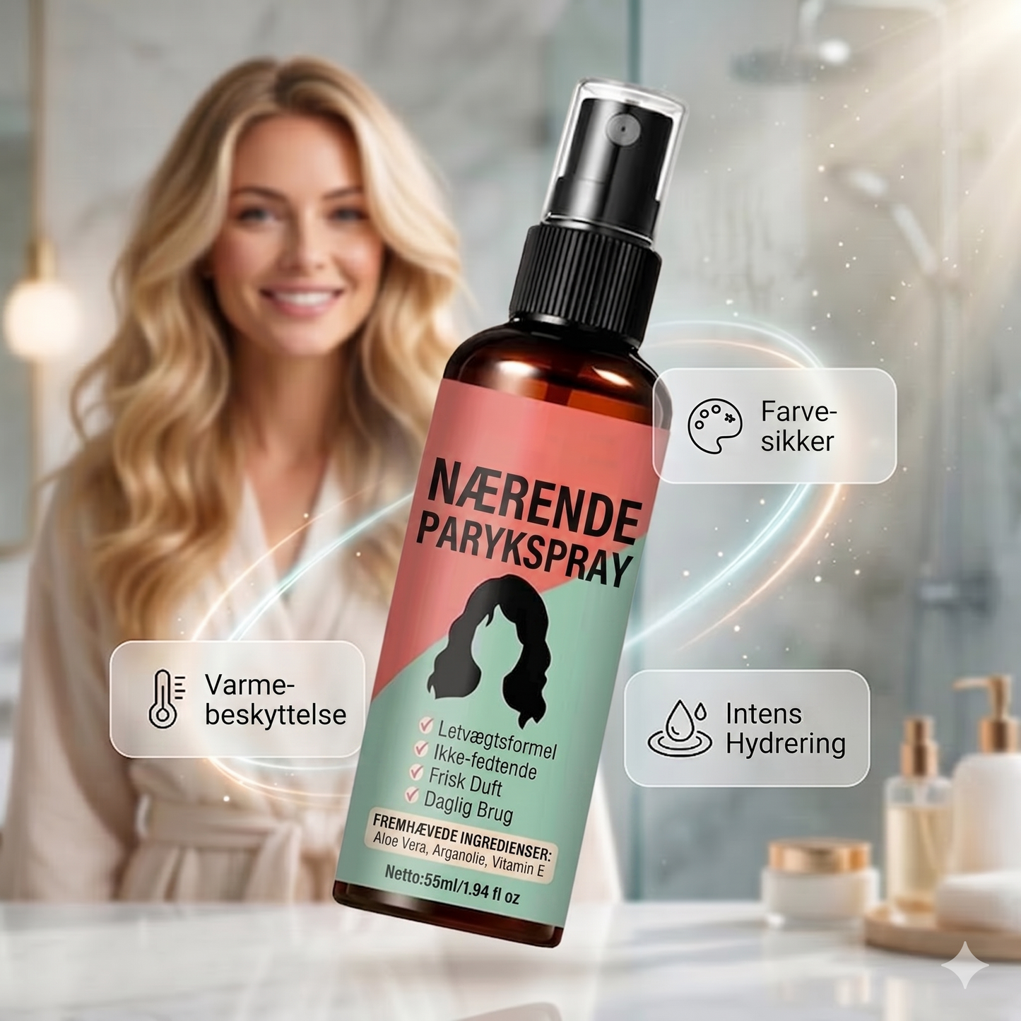 Let nærende leave-in spray til parykker