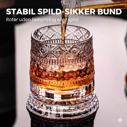 Vintage Heritage Roterende Whiskeyglas – Blyfrit Krystal med Prægninger
