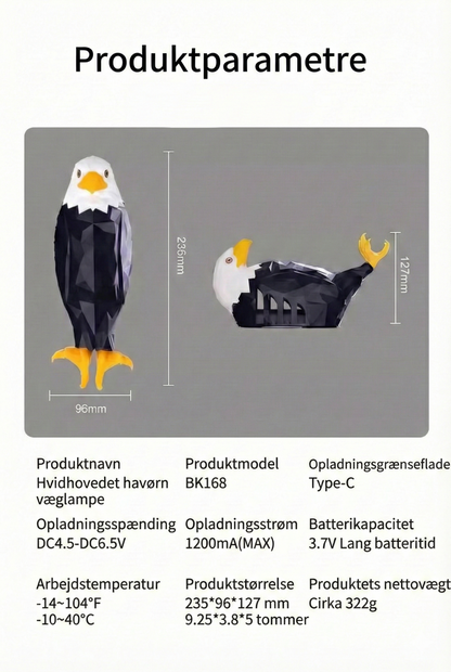 Trådløs Ørnelampe med LED – Magnetisk Væglampe med Fjernbetjening