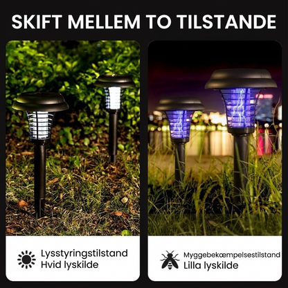 2-i-1 Solcelle Insektlampe – Automatisk lys & effektiv myggefælde