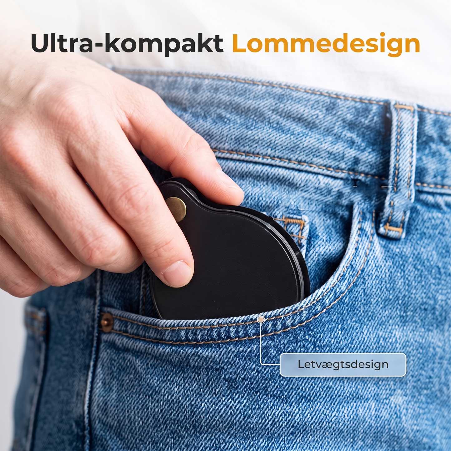 Foldbart lommeforstørrelsesglas i bærbart PU-læder beskyttelsesetui