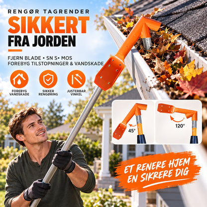 Tagrende-renseværktøj uden stige til nem og sikker rensning af tagrender