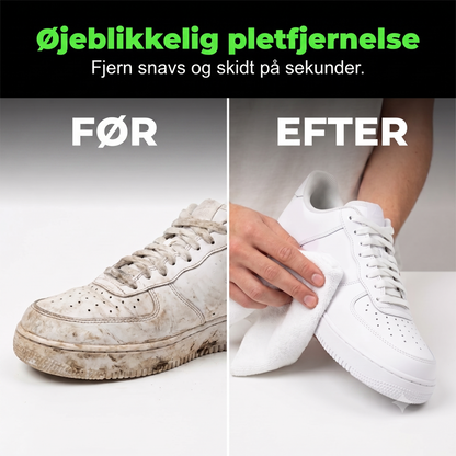 Rengøringsmiddel i skumform uden behov for vand til sneakers
