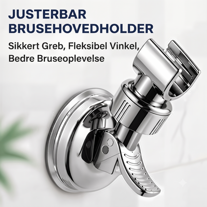 Borrfri holder til bruserhoved med nem montering og stærk vedhæftning