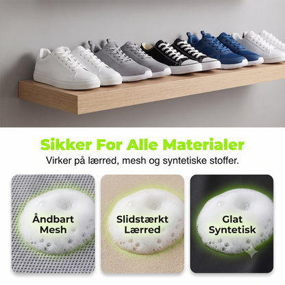 Rengøringsmiddel i skumform uden behov for vand til sneakers