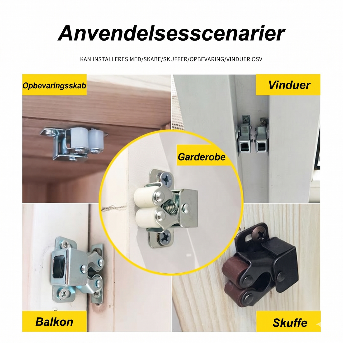 Rustfri Dobbeltrullelås til Skabslåger