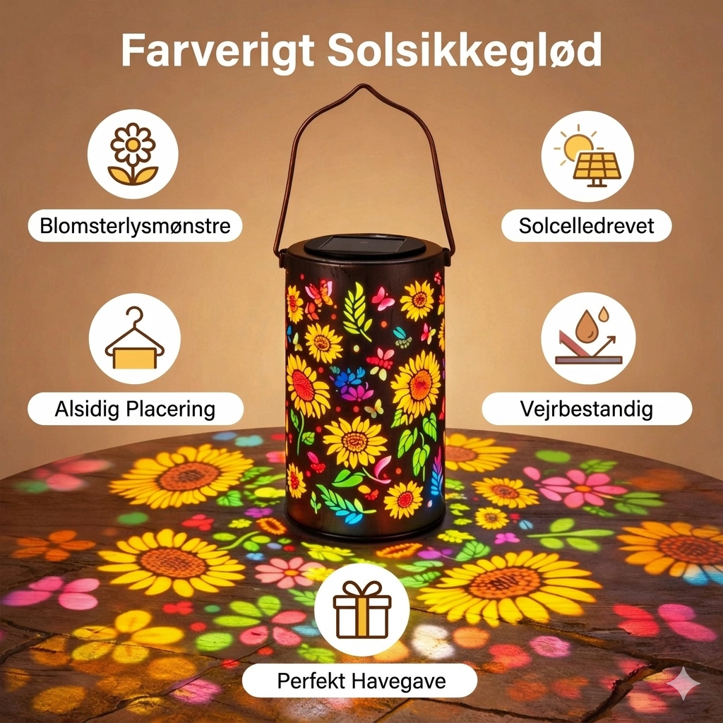 Dekorativ Solcellelanterne til Haven – Magisk Solsikke-projektion