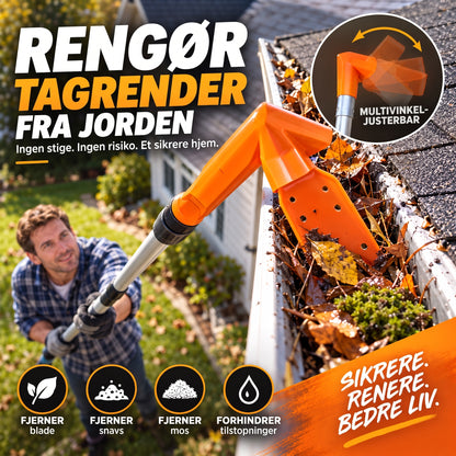 Tagrende-renseværktøj uden stige til nem og sikker rensning af tagrender