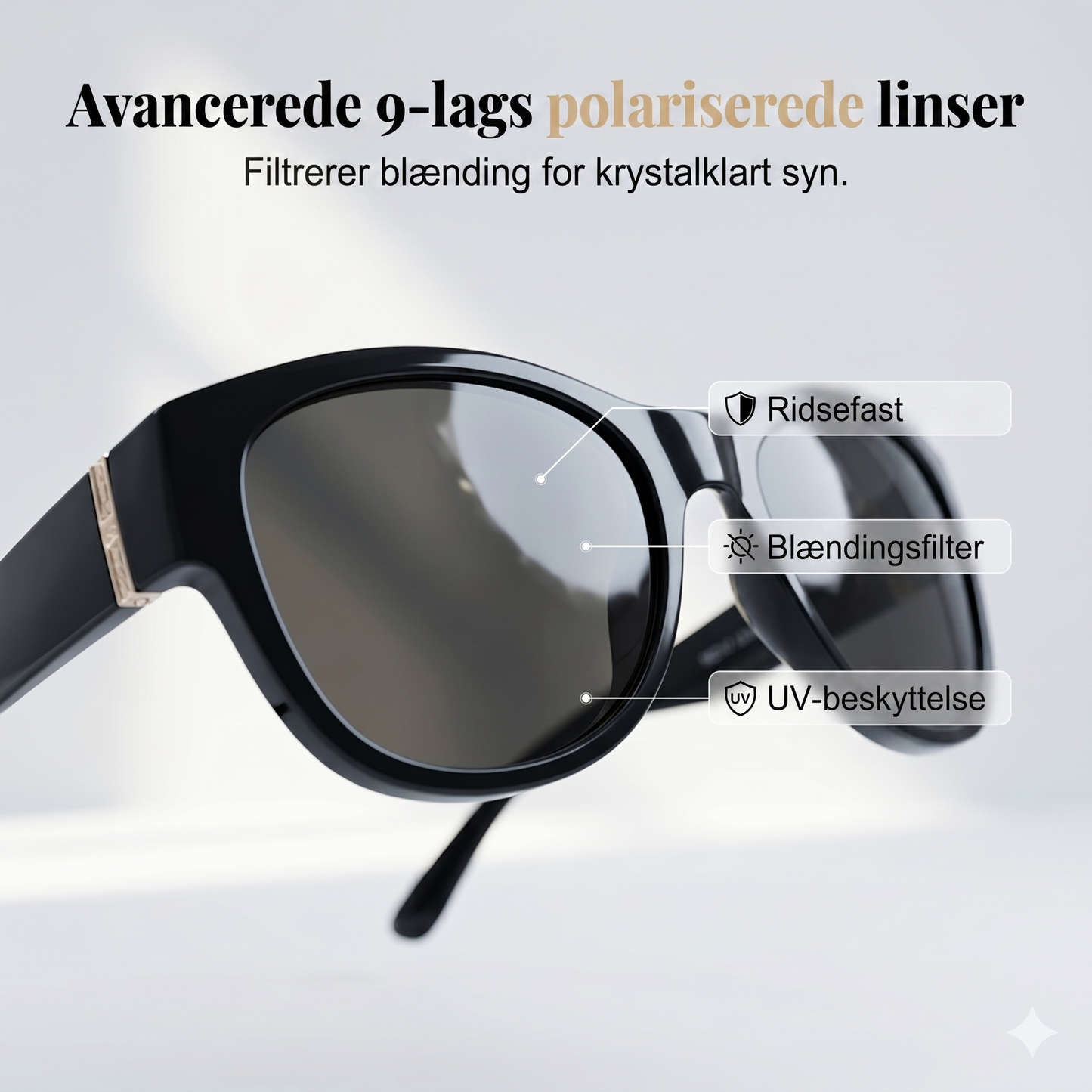 Store solbriller til at bære over briller – Dame