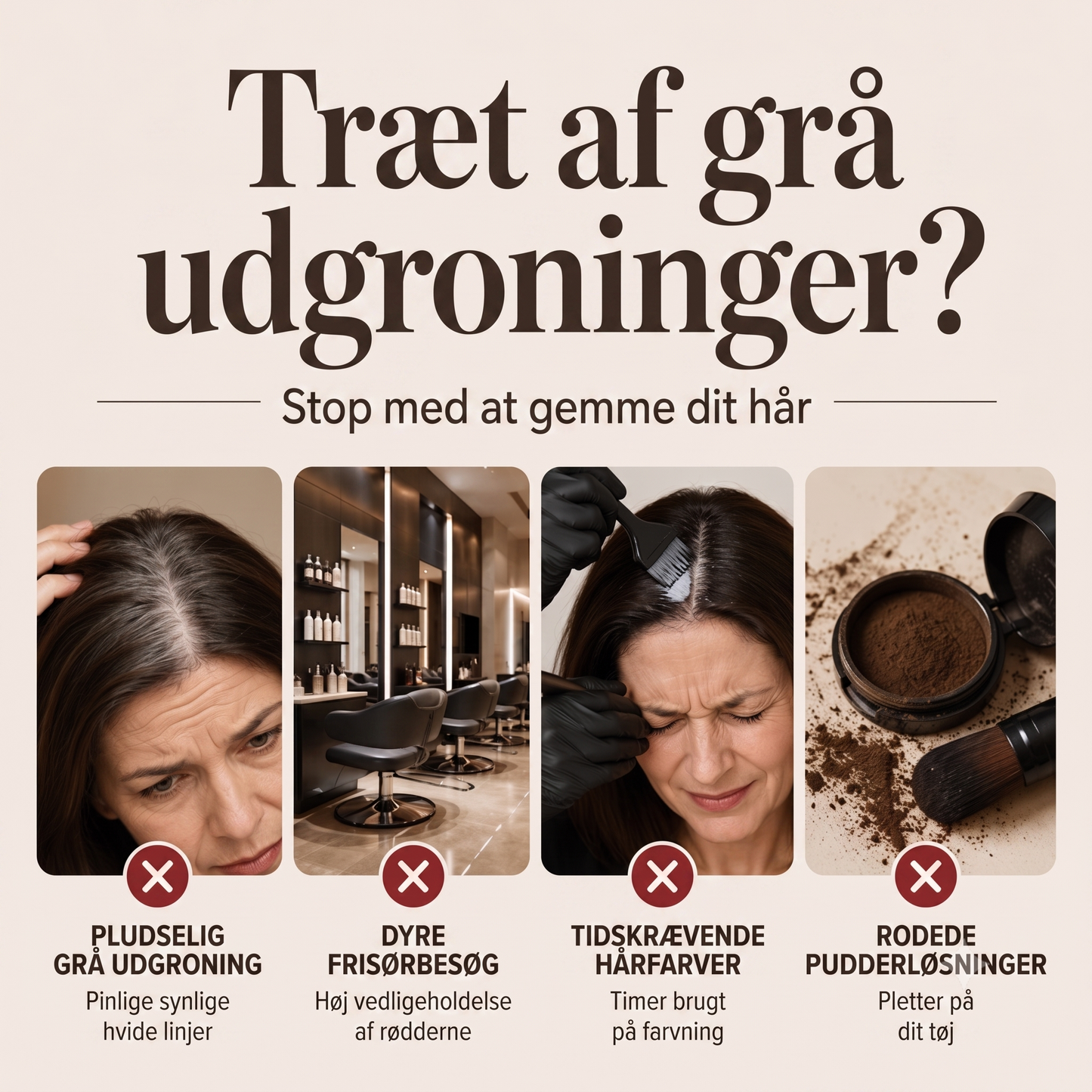 Hårpenne til øjeblikkelig dækning af gråt hår