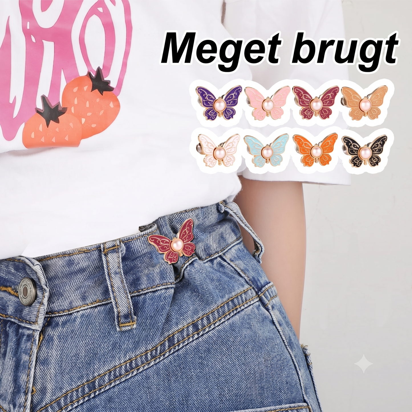 8 sommerfugleformede spænder til en smal talje