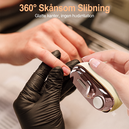 Skånsom elektrisk negleklippare med 360 graders slibning, LED-lys og anti-klém-funktion