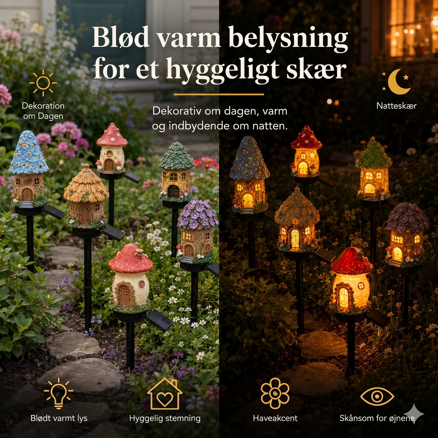 Solcelledrevet Havelampe i Eventyrligt Svampehus Design