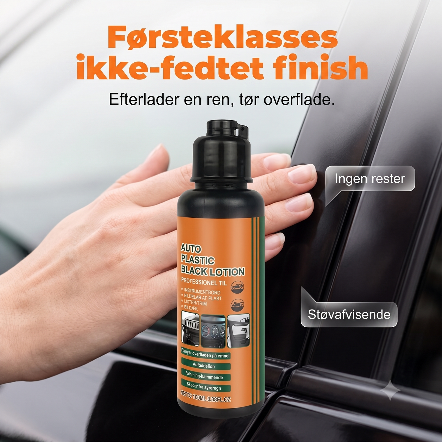 UV-beskyttende Klæbefri Dyb Sort Auto Plastpolering