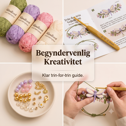 Naturfiber-baseret Håndværks-sæt til Hæklet Armbånd med Geometrisk Modulstruktur