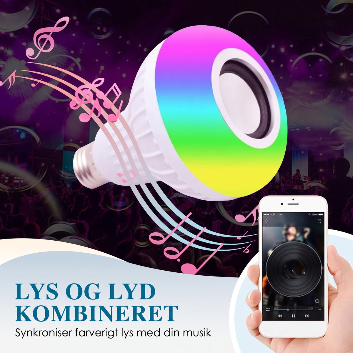 Smart musiklampe med indbygget Bluetooth-højtalere til stemningsfuld belysning og trådløs lyd