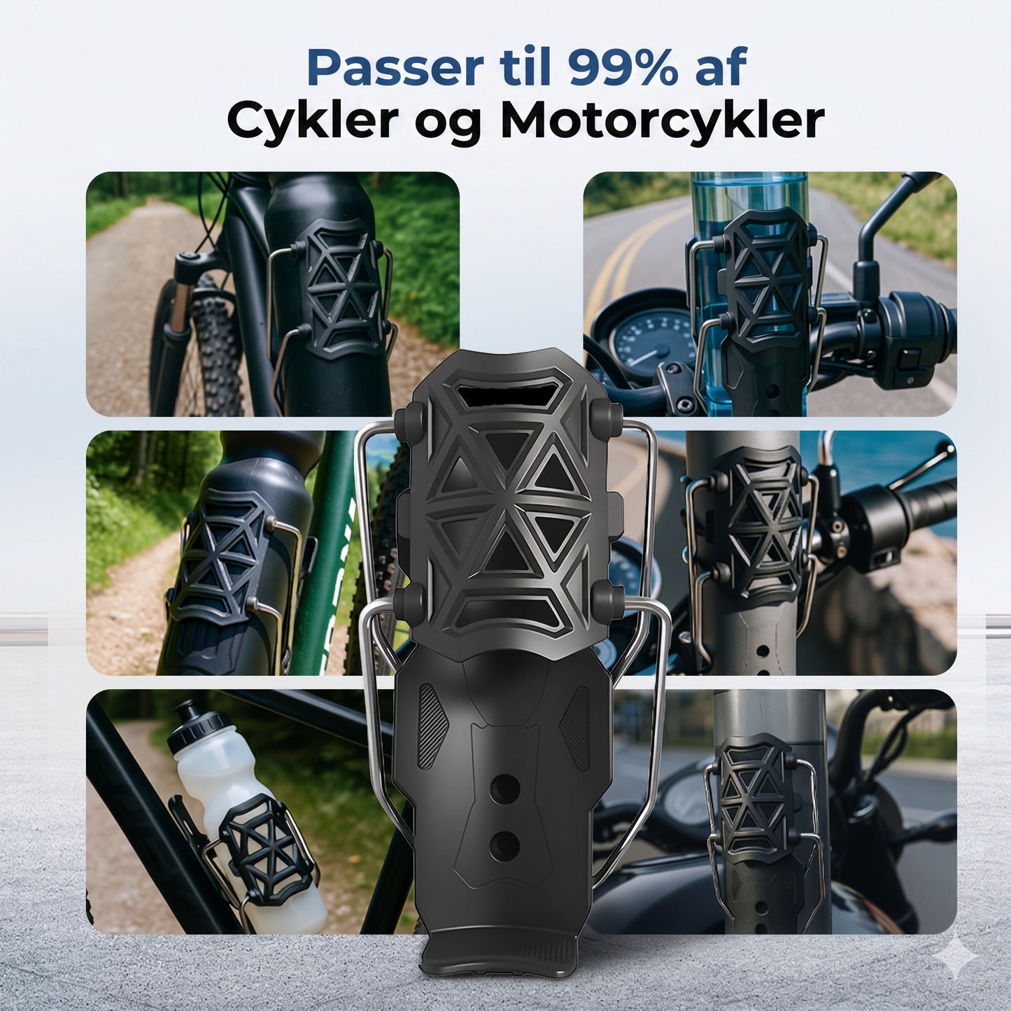 Adaptiv Flaskeholder til Cykel – 360° Rotation & Fleksibel Gitterstruktur