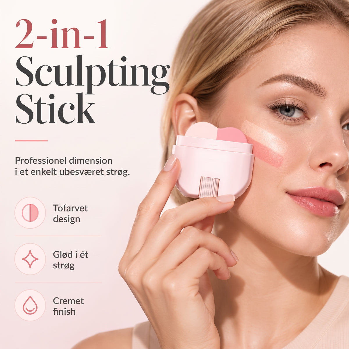 Kombineret blush og highlighter i stick-format med lang holdbarhed