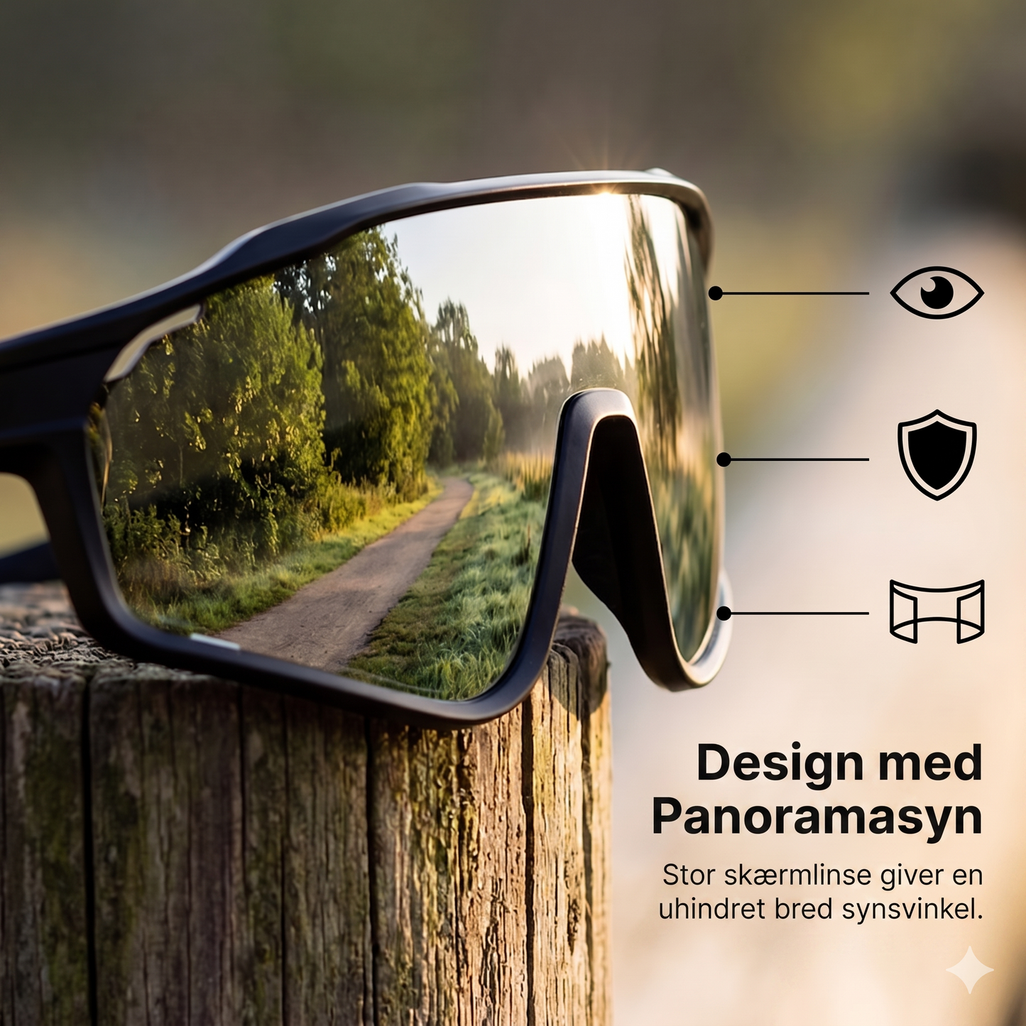 Rammeløse Panorama Sportsbriller – Optimal Vindbeskyttelse & UV-kontrol