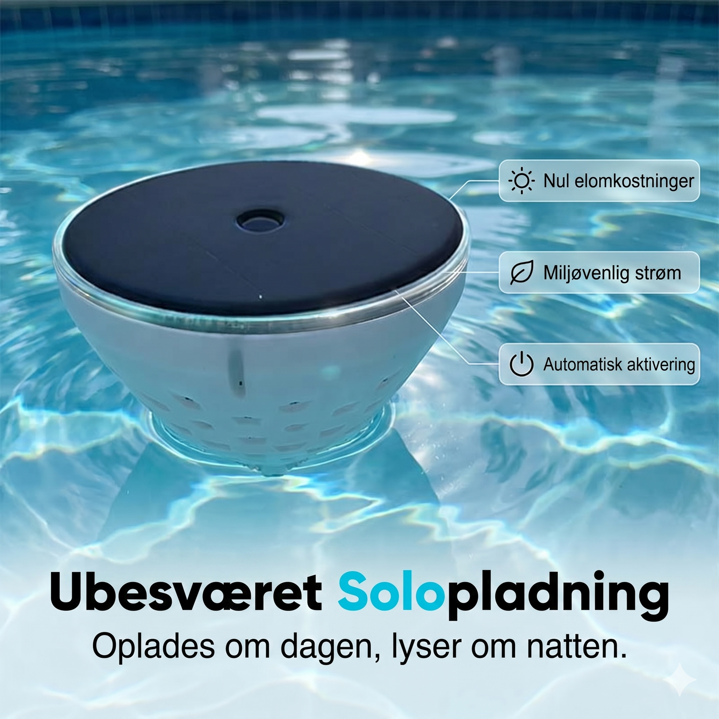 Solcelledrevet Flydende Poollampe med Fiskeprojektion