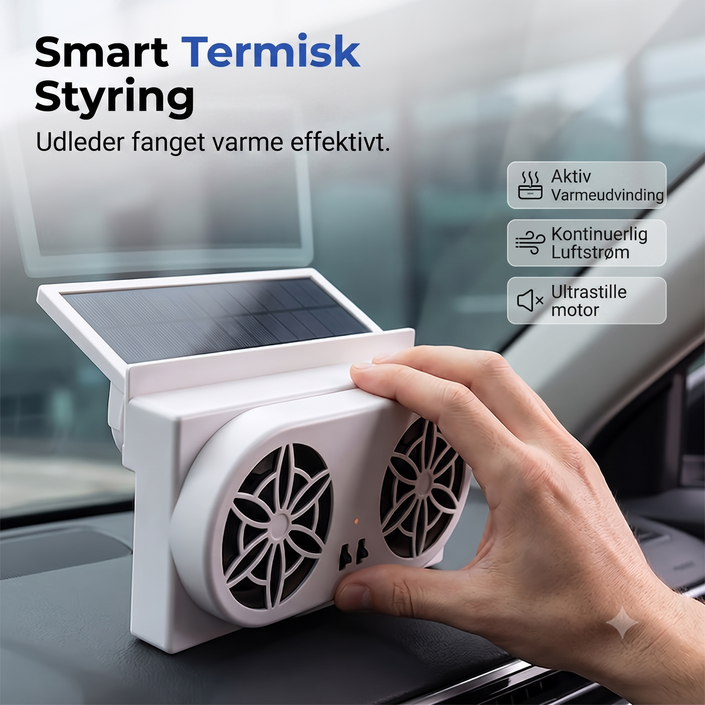 Soldrevet bilventilator – Køler bilen effektivt uden at bruge batteriet