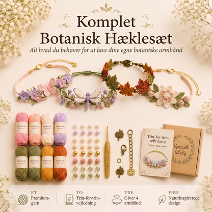 Naturfiber-baseret Håndværks-sæt til Hæklet Armbånd med Geometrisk Modulstruktur