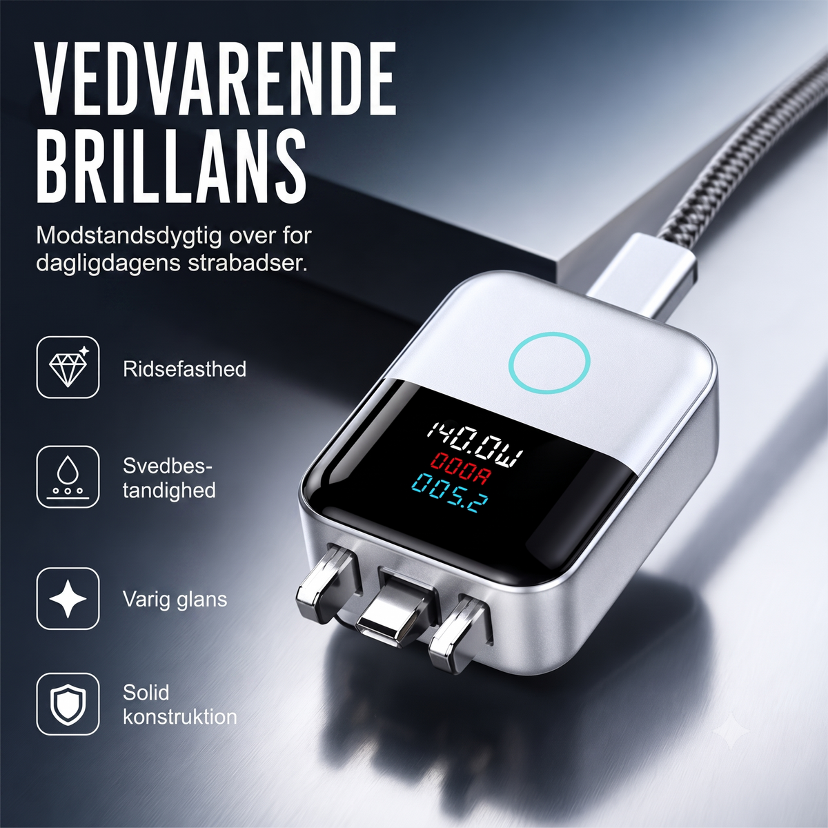 Smart USB-C opladerbeskyttelse med digital LED-skærm – Undgå overopladning