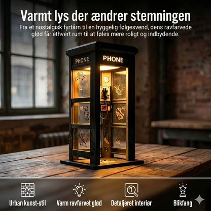 Vintage Telefonboks Stemningslampe med Varmt Lys