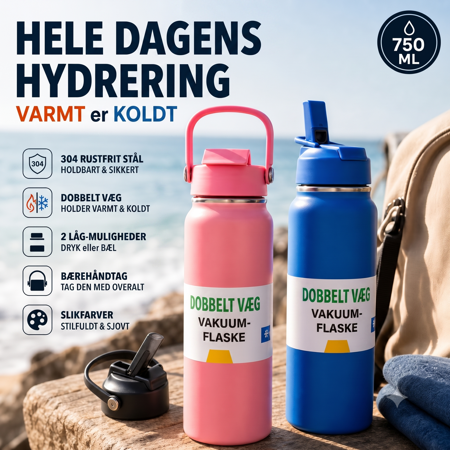 Premium isoleret krus i rustfrit stål til varme og kolde drikke