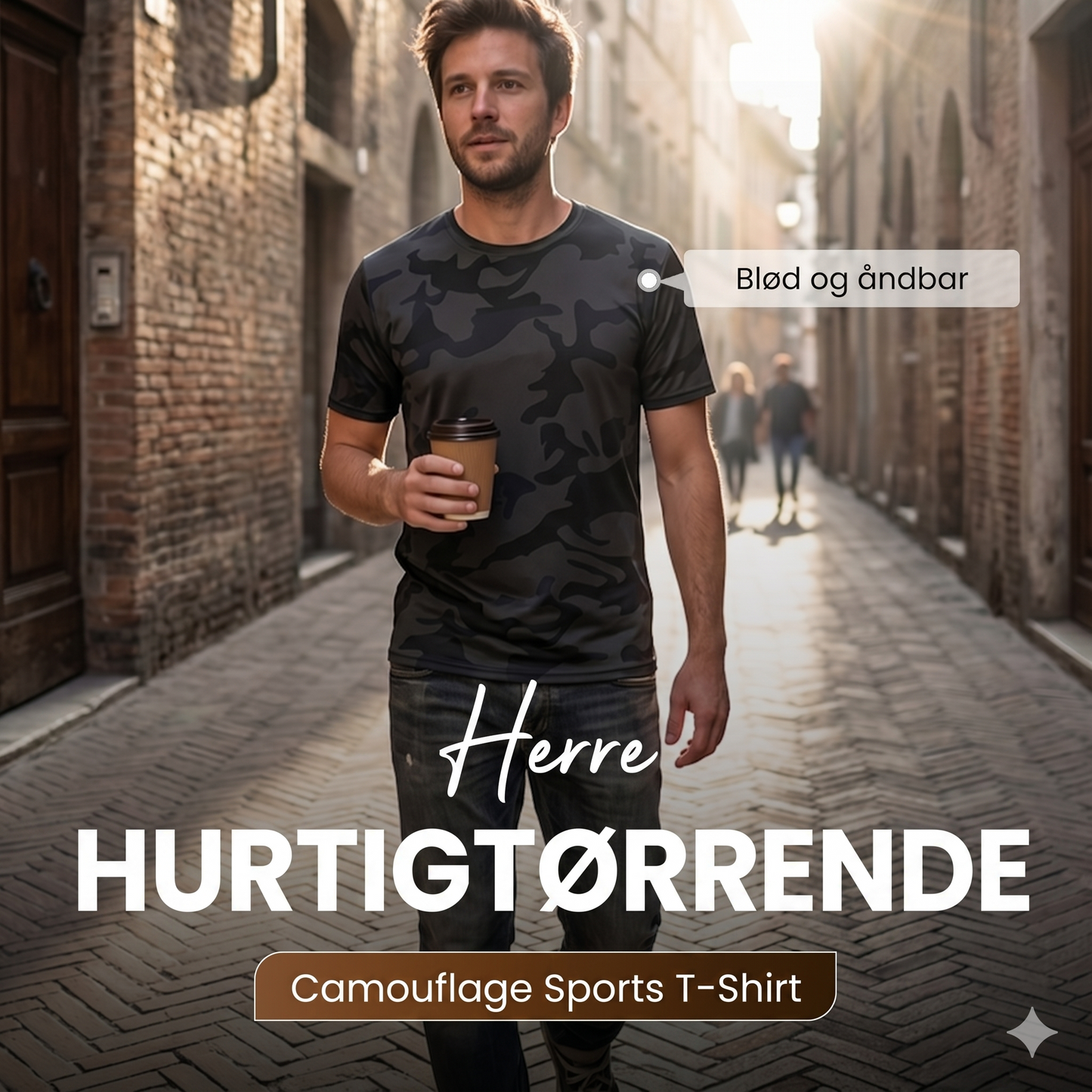 Hurtigtørrende Camouflage Sport T-shirt til Mænd til Fitness og Løb
