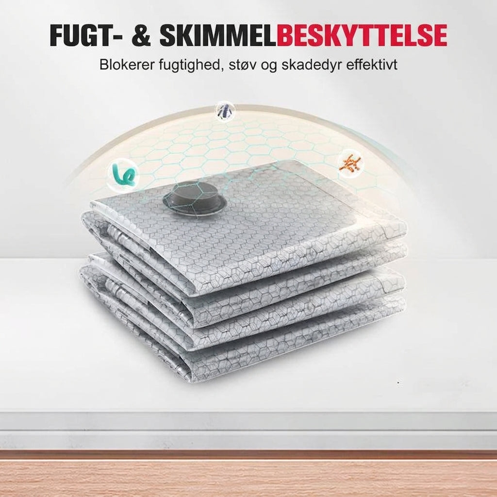 Praktisk rejse-vakuumsæt med flere posestørrelser og trådløs pumpe til kufferten