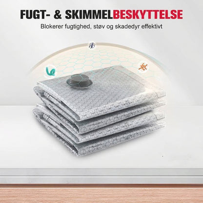 Praktisk rejse-vakuumsæt med flere posestørrelser og trådløs pumpe til kufferten