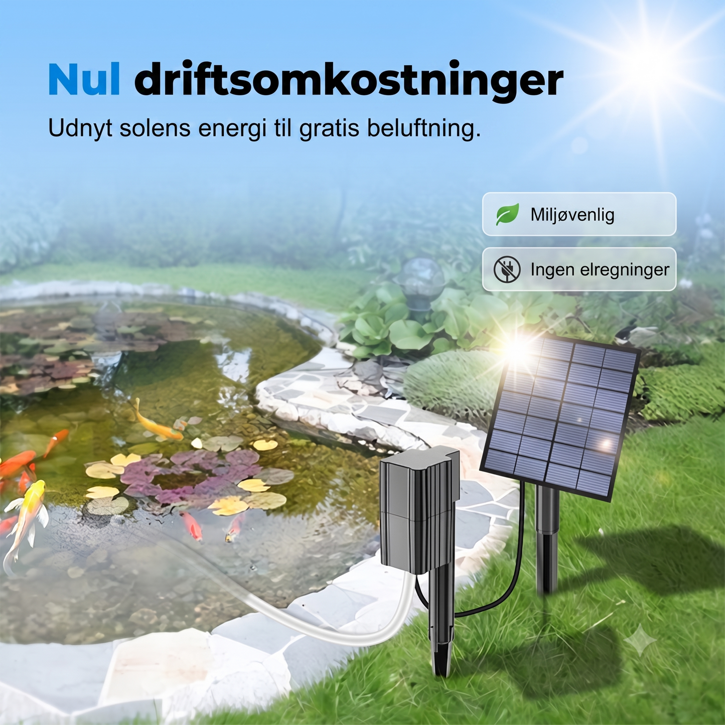 Fotovoltaisk Netafkoblet Vandmiljø-iltningsmaskine med Luftinjektionsmekanisme