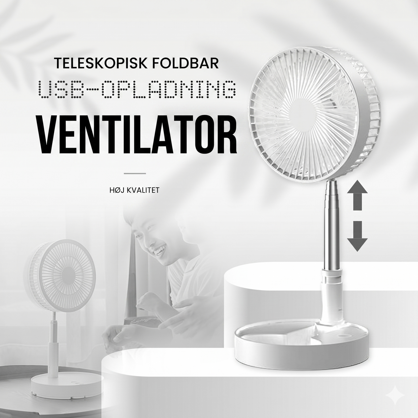 Sammenklappelig og Genopladelig Teleskopventilator