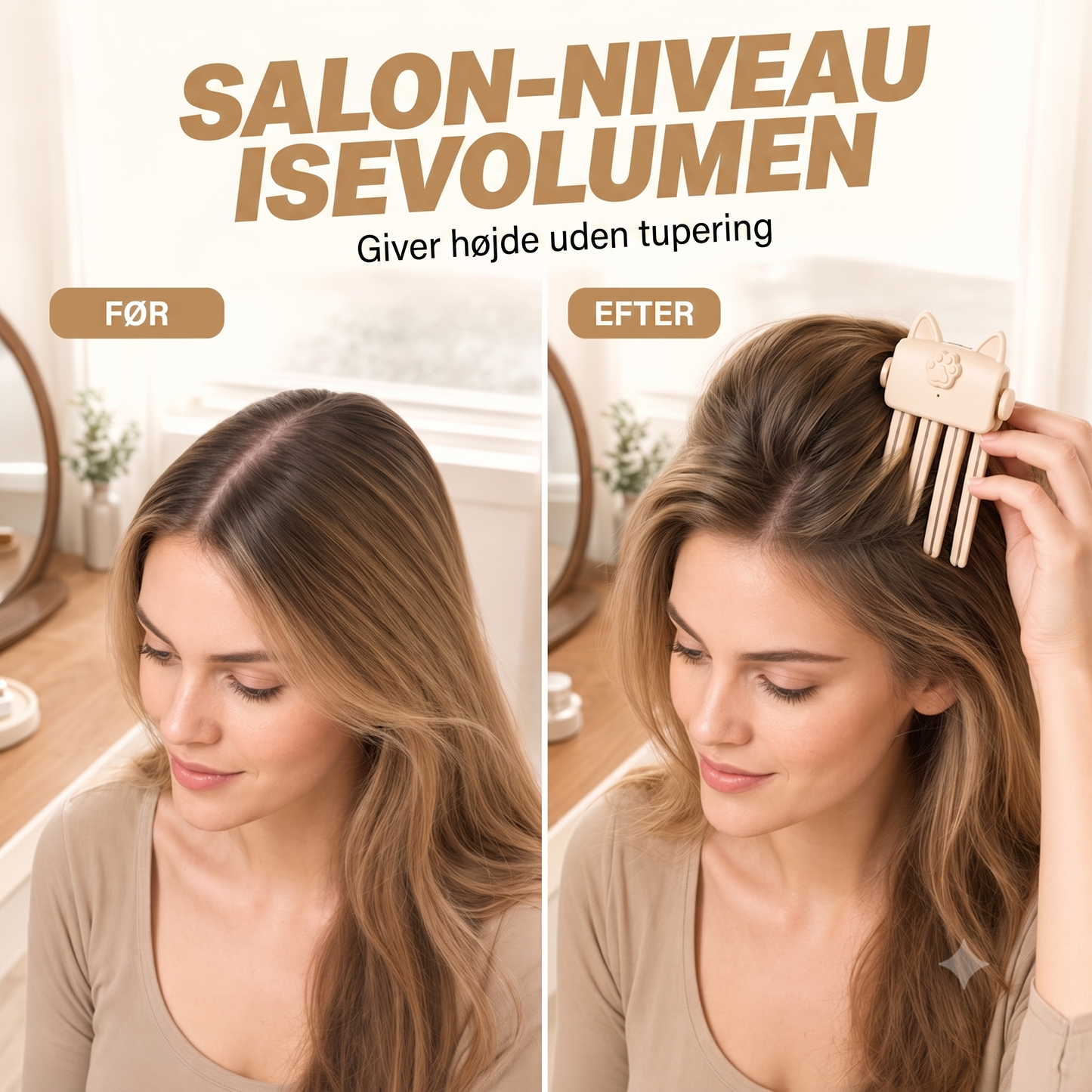 Trådløs trådløs varme-hårklemme til hårvolumen ved rødderne til fint og fladt hår