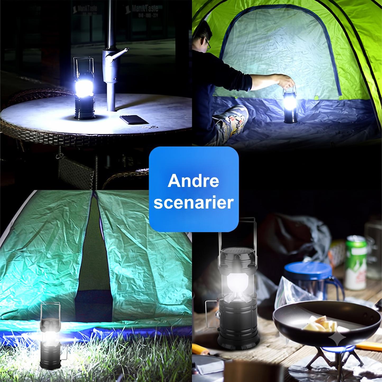 Solcelledrevet 2-i-1 Camping- og Skrivebordslampe
