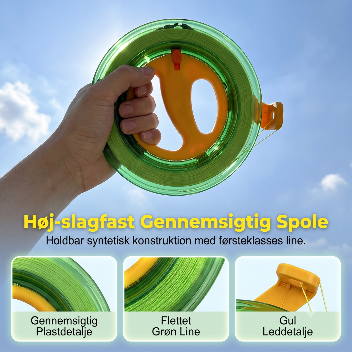 Slagfast Gennemsigtigt Hånddrevet Havfiskehjul med Anti-tilbageløbslås