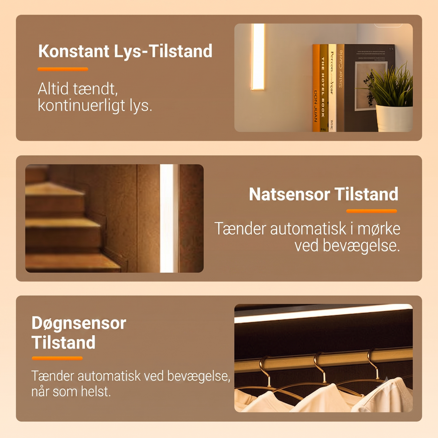 Smart LED-lyset med magnetisk sensor til registrering af menneskelig tilstedeværelse