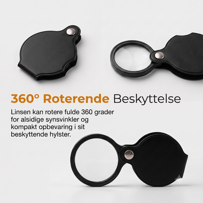 Foldbart lommeforstørrelsesglas i bærbart PU-læder beskyttelsesetui
