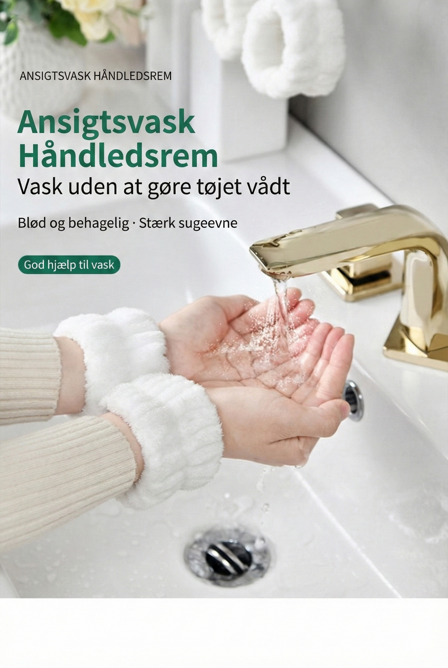 Anti-Dryp Vaskearmbånd – Undgå Våde Ærmer under Ansigtsvask (2 Stk.)