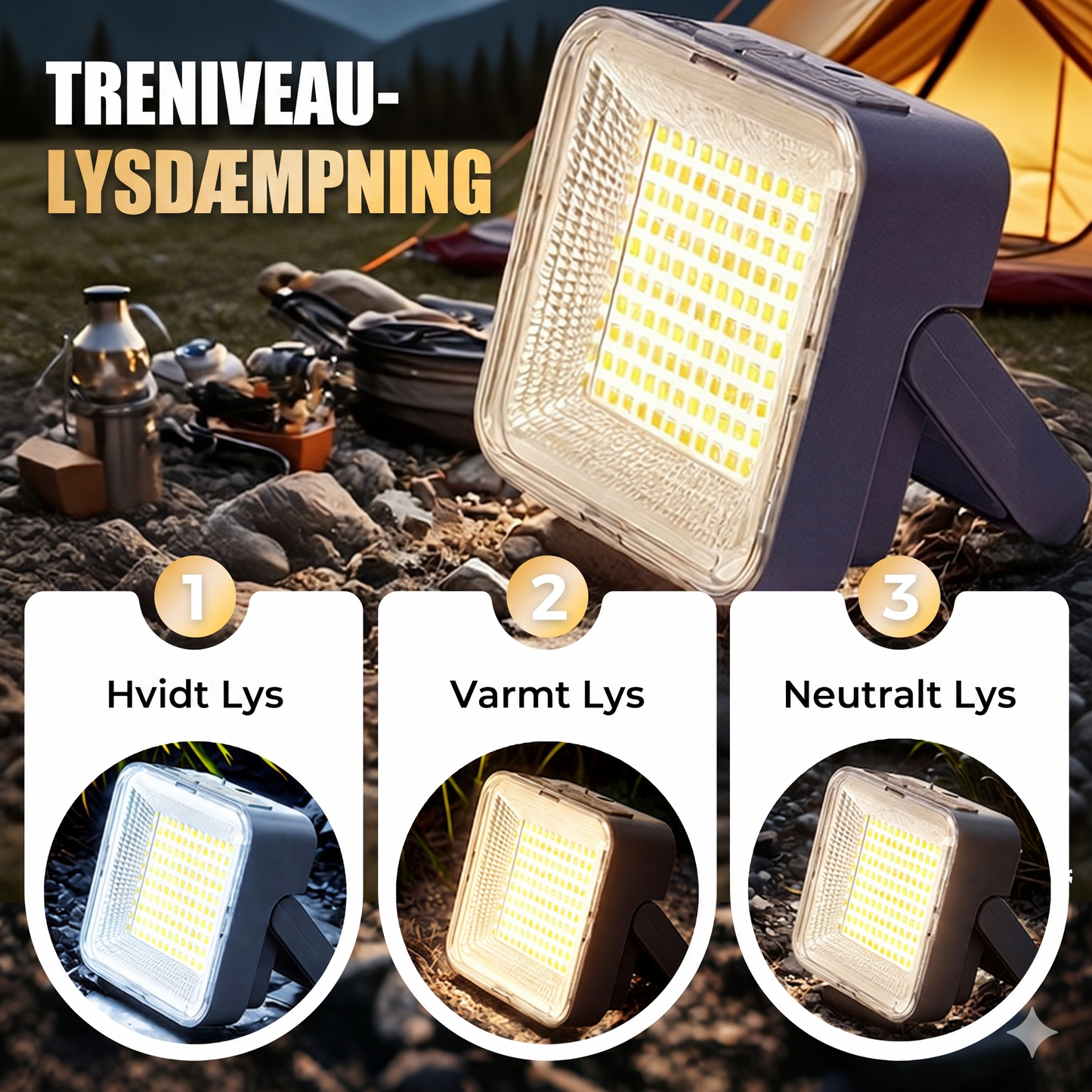 Solcelle Campinglampe med Powerbank (50W)