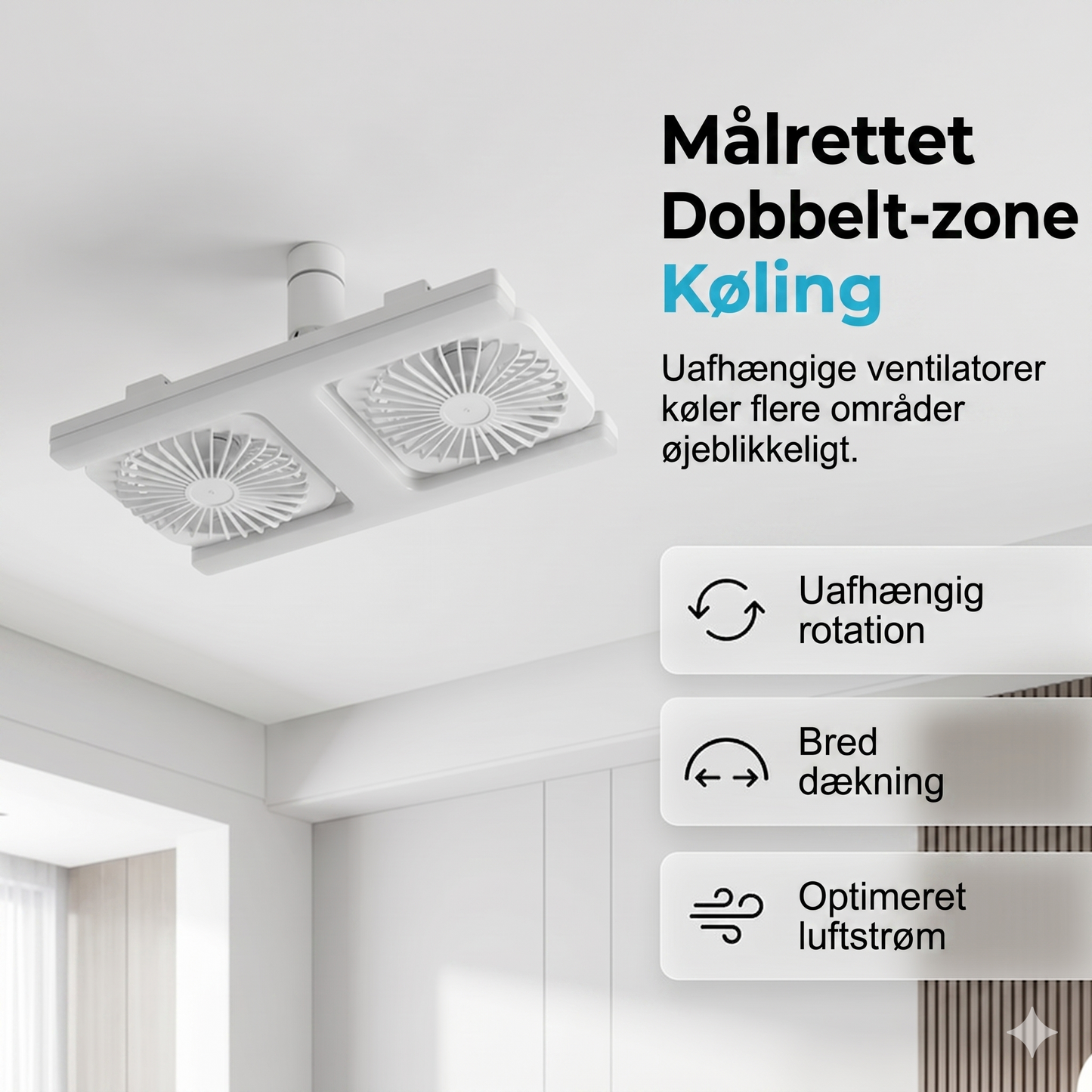 Loftventilator med LED-lys (60W) – Til standard fatning