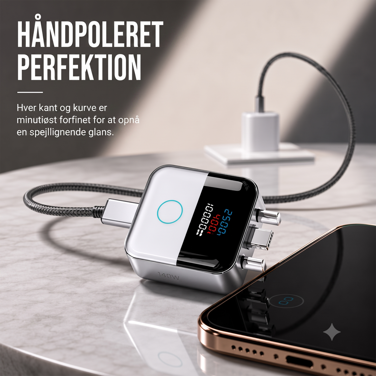 Smart USB-C opladerbeskyttelse med digital LED-skærm – Undgå overopladning