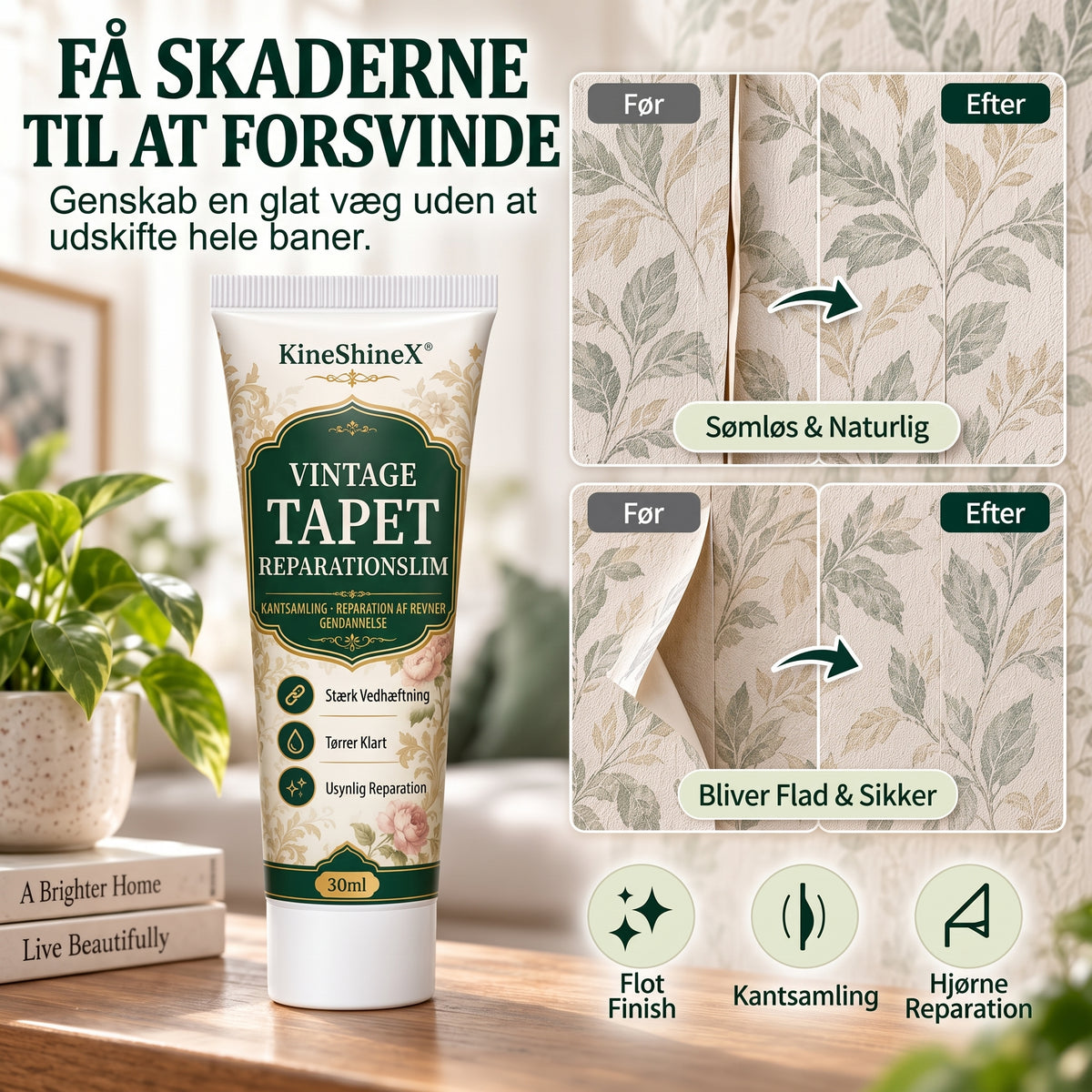 Tapetlim til mønstret vintagetapet med stærk klæbeevne og præcis påføring