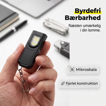 Mini nøgleringslygte med magnetisk base til praktisk hverdagsbrug