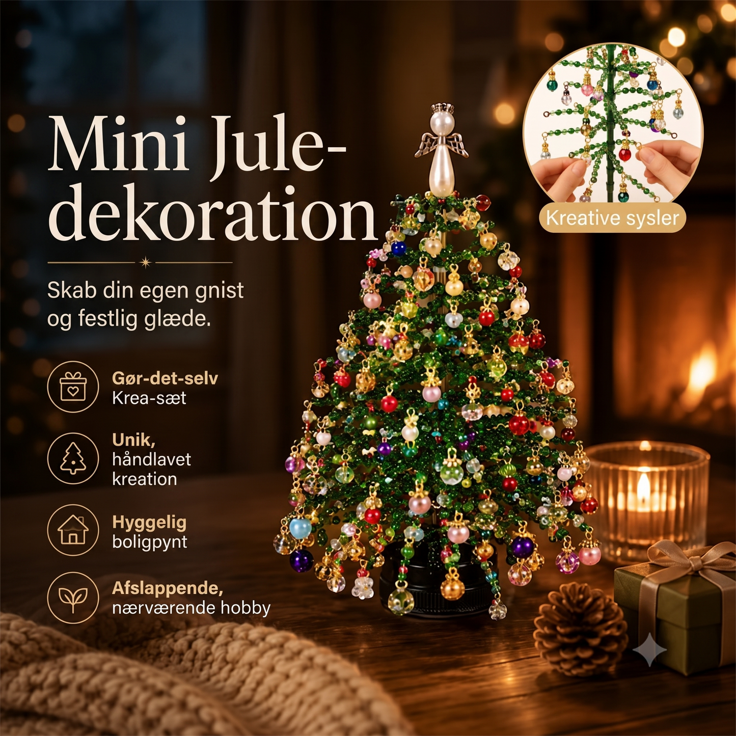 Skab dit eget juletræ med perler og glitrende DIY-dekoration