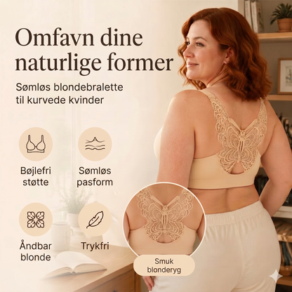 Komfortabel Bøjlefri BH med Elegant Sommerfuglebroderi